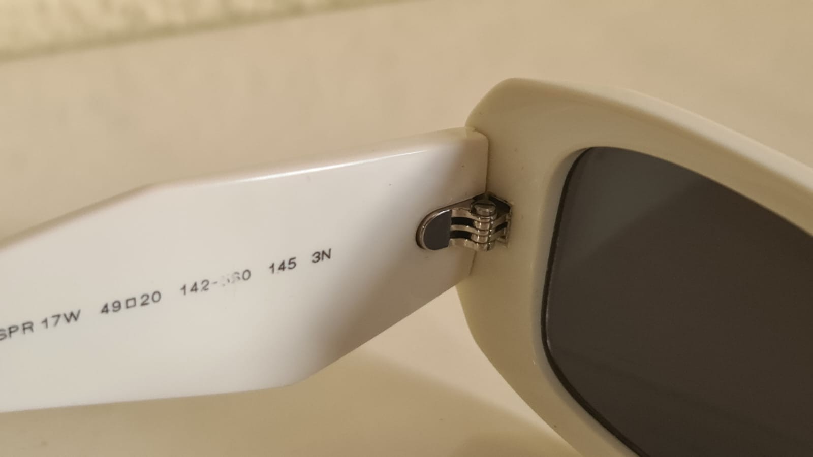 Prada Symbole SPR17W White Acetate Sunglasses Oversized Grey Lenses 49-20-145