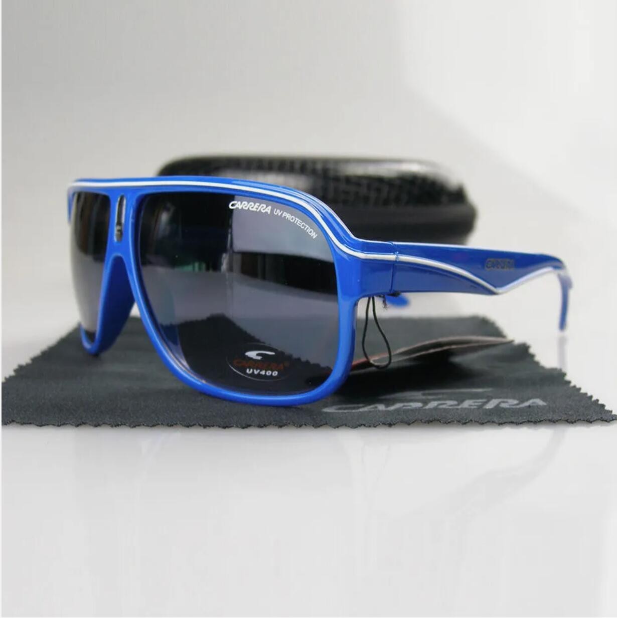 Men Women Retro Sunglasses Unisex Square Blue Frame Glasses