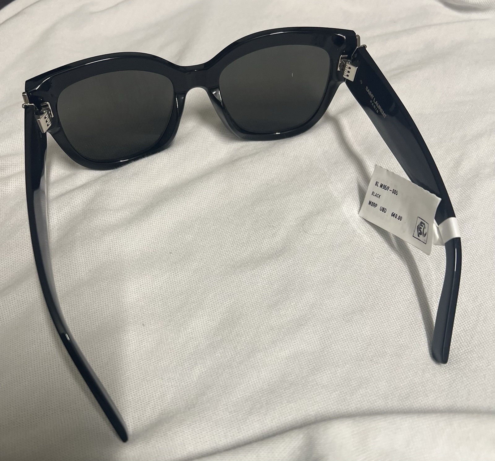 Saint Laurent SL M95/F 005 Sunglasses Black/Polarized Grey Cat Eye 56mm No Case