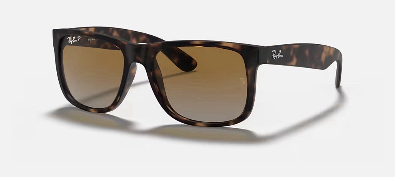 Ray-Ban Justin RB4165 Polarized Sunglasses – Rubber Havana/Brown Gradient 55mm