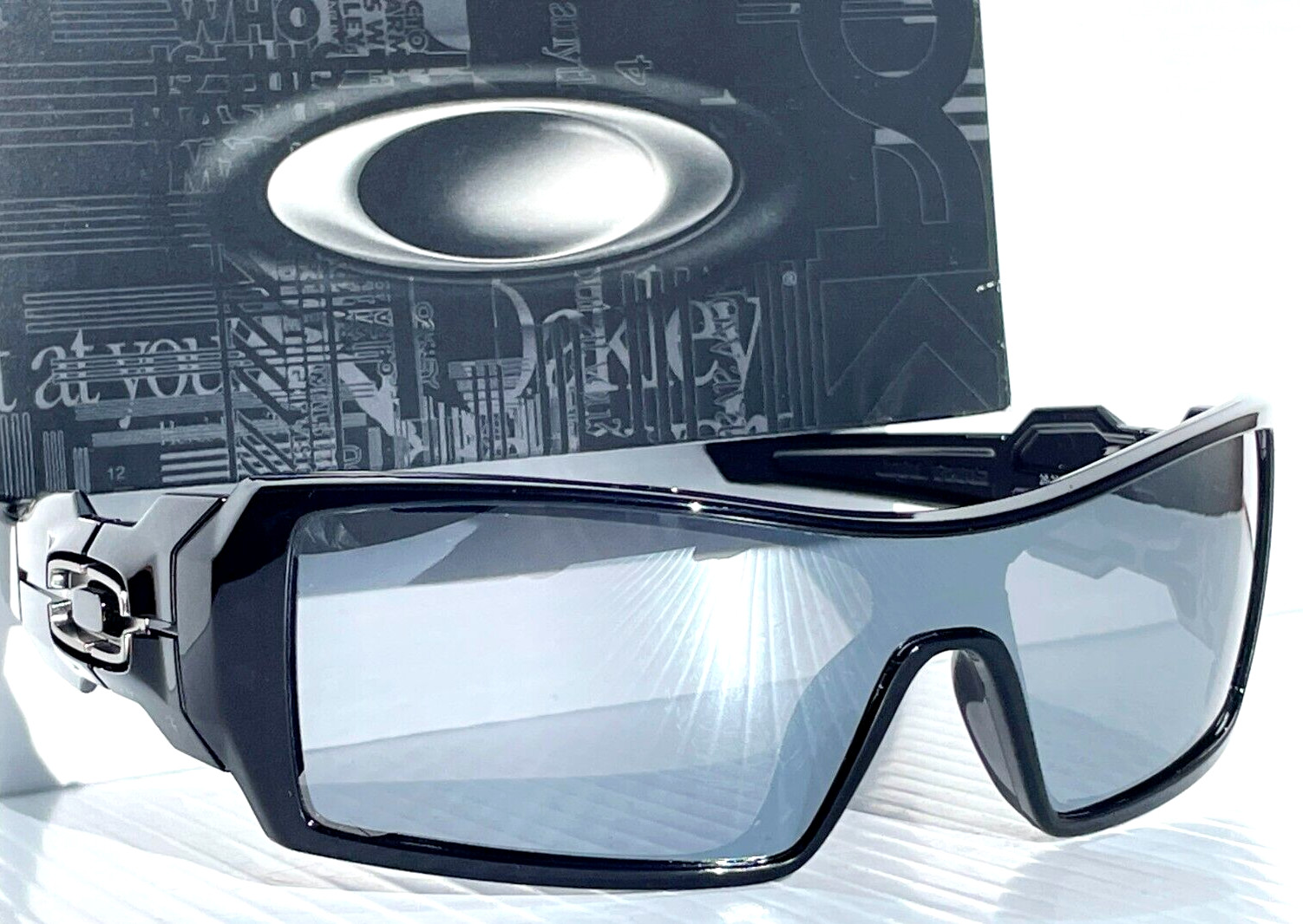 Oakley OIL RIG polished BLACK POLARIZED Galaxy CHROME Mirror lens Sunglass 9081