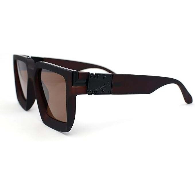 Men’s Oversized Square Sunglasses Brown Tinted Lenses Bold Frame Style Lentes