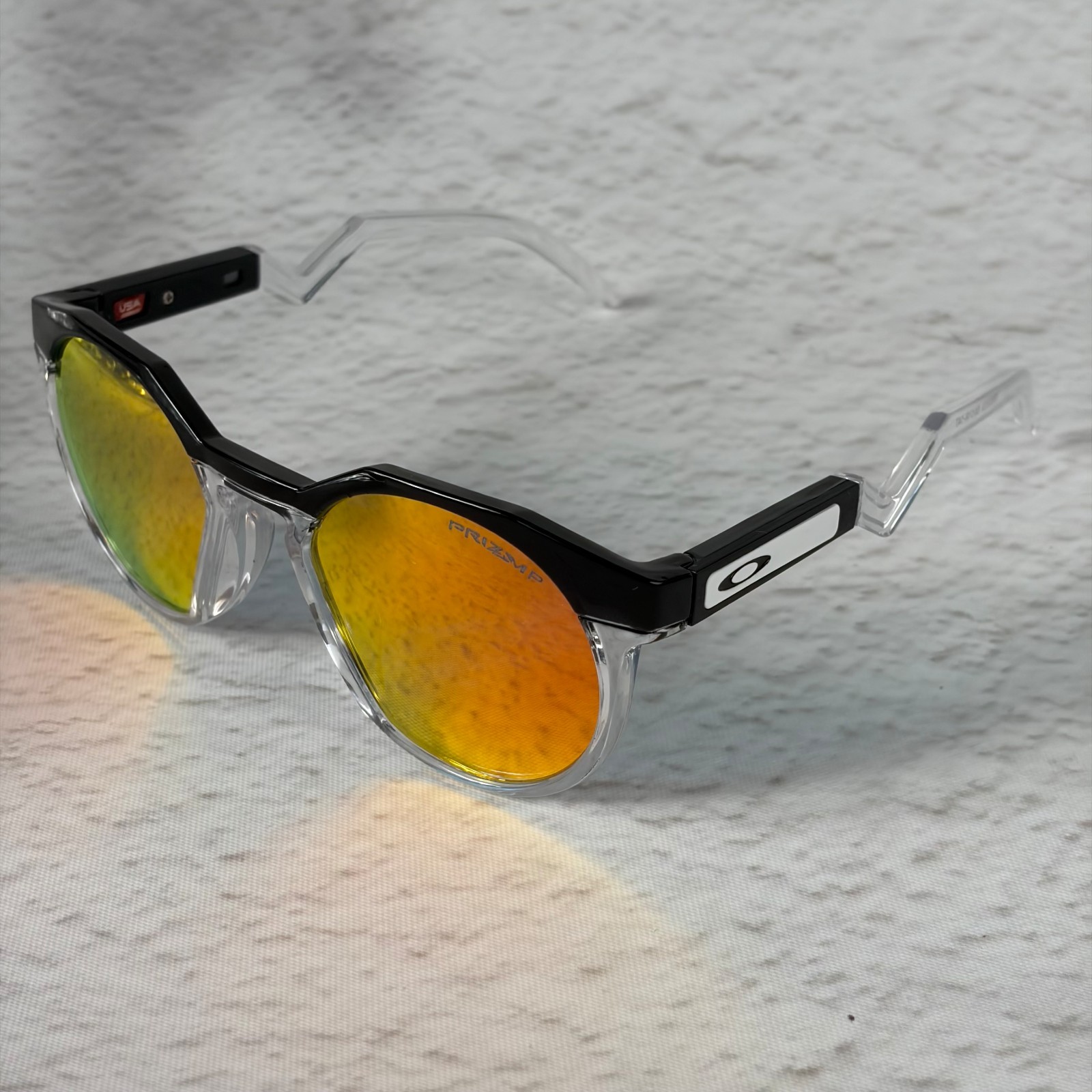 NEW Oakley HSTN Sunglasses Black Clear Frame Prizm Ruby Lens