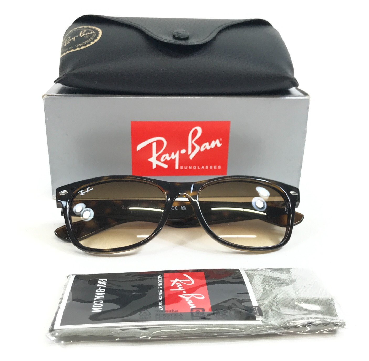 Ray-Ban Sunglasses RB2132 NEW WAYFARER 710/51 Light Havana with Brown Grad 55 mm