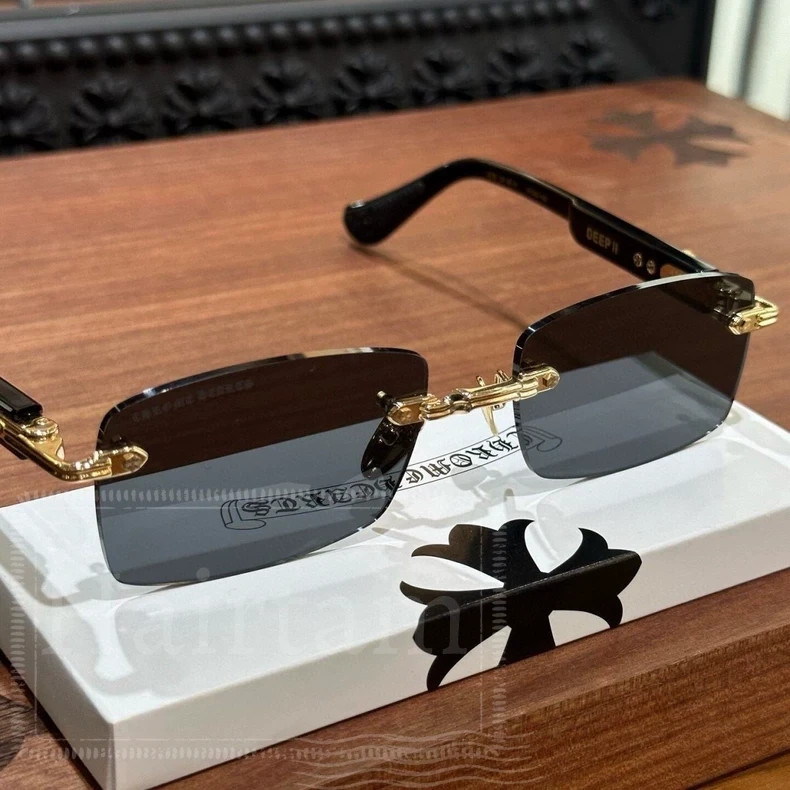 Chrome Hearts Men’s Retro Deep Metal Frameless Classic Sunglasses 57-20-146mm