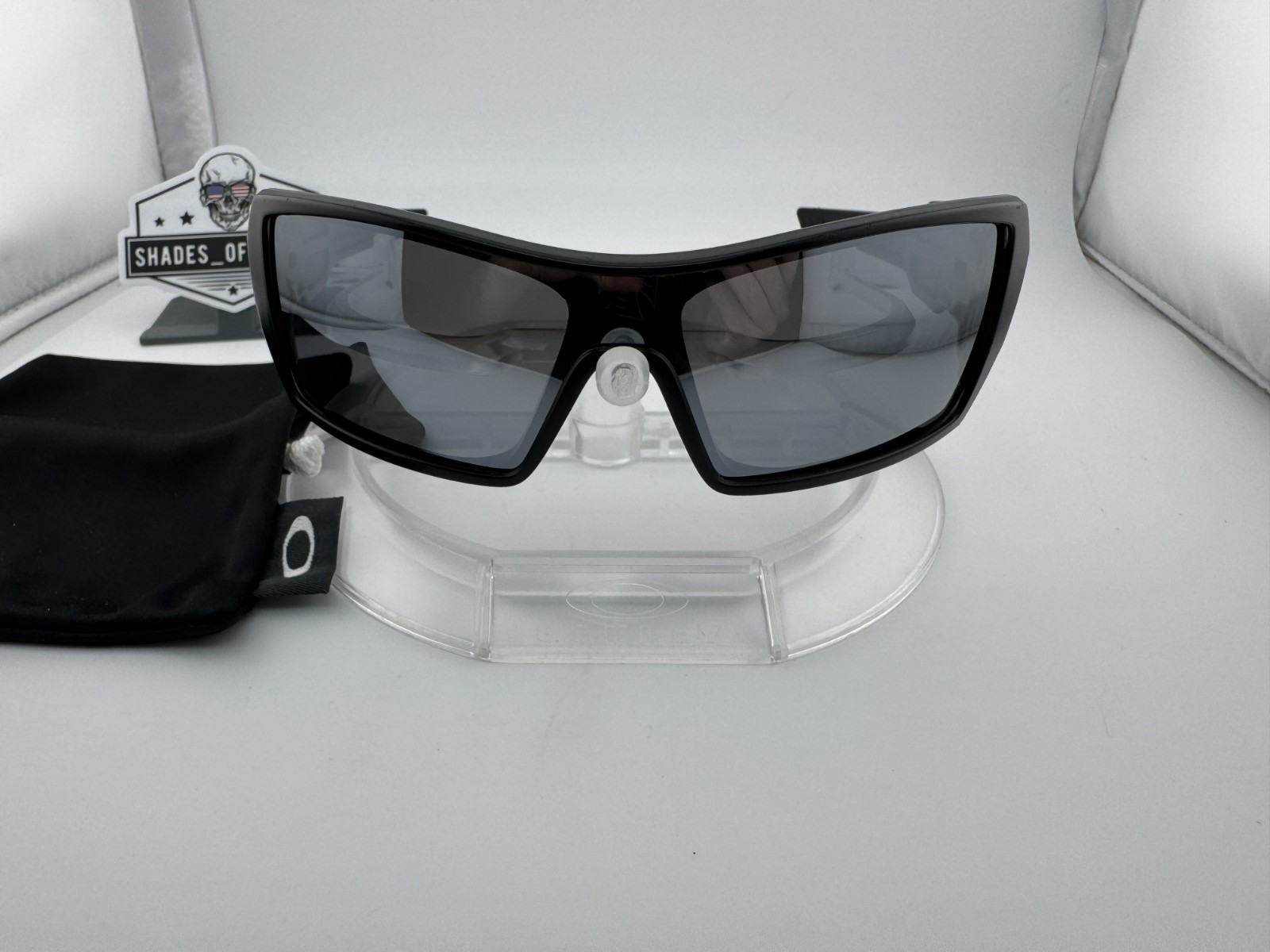 OAKLEY OIL RIG MATTE BLACK W/ SILVER AFTERMARKET POLARIZED SUNGLASSES 03-464 9