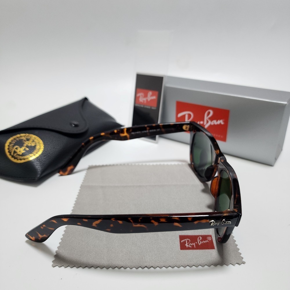 Ray-Ban RB2140 Wayfarer Classic Sunglasses Tortoise Brown Frame Glass Green Lens