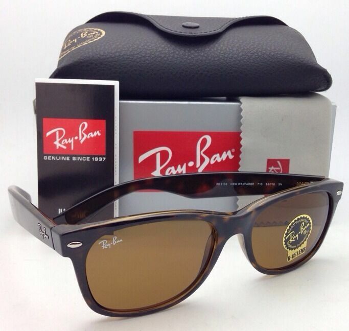 New Ray-Ban Sunglasses NEW WAYFARER RB 2132 710 55-18 Havana Frames Brown Lenses