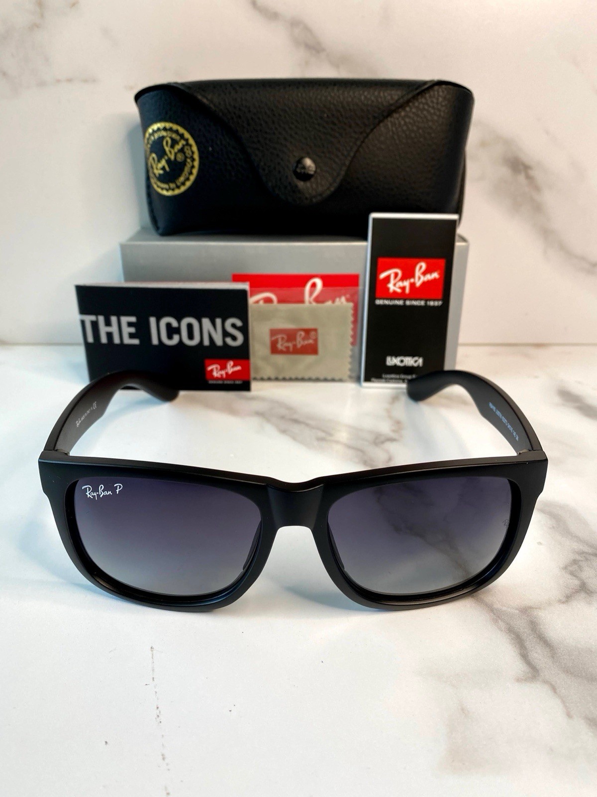 Ray-Ban RB4165 622/T3 Justin Polarized Sunglasses Grey Classic Frame 54mm