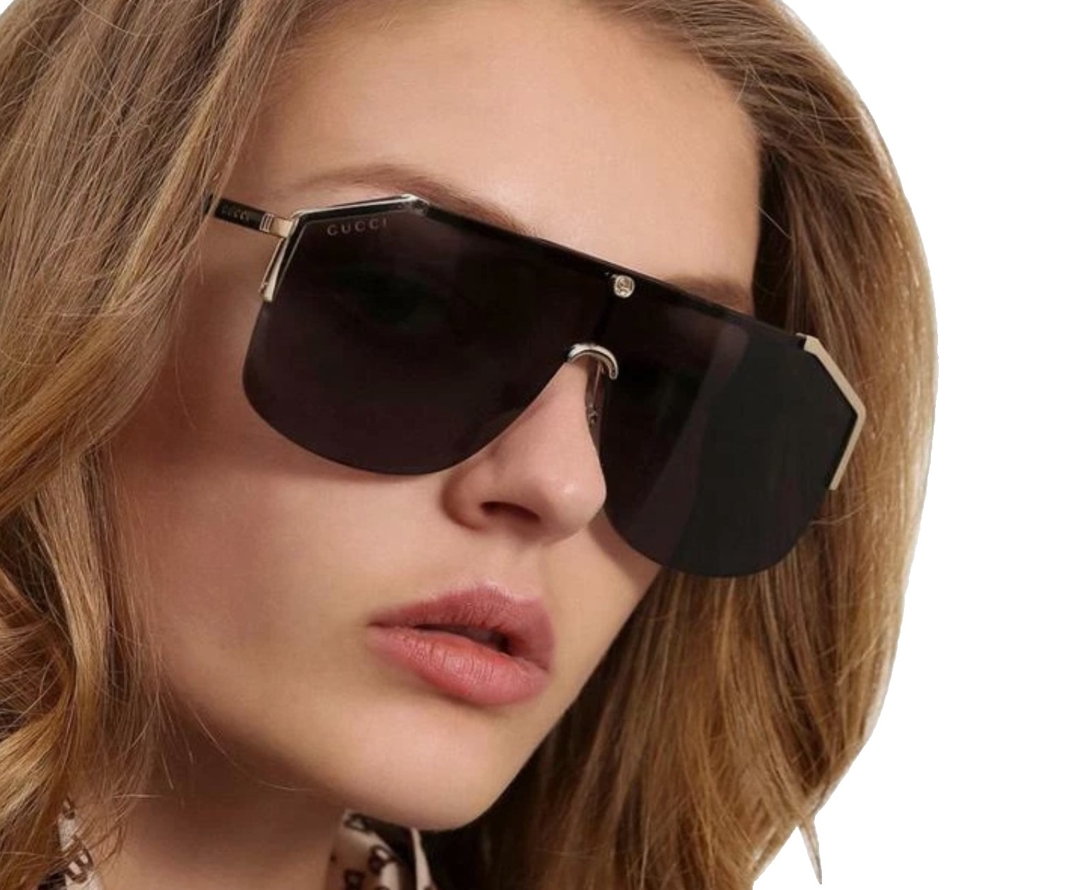 New Gucci GG0291S Men’s Sunglasses Oversized Aviator Black Gold Metal Frame