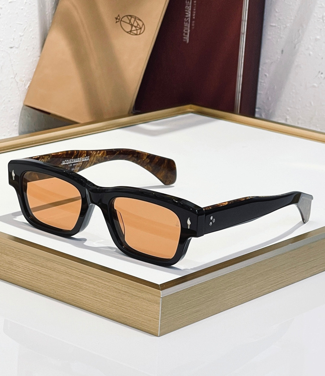 Jacques Marie Mage JEFF Black Orange Tint Square Sunglasses Japan 22-52-147