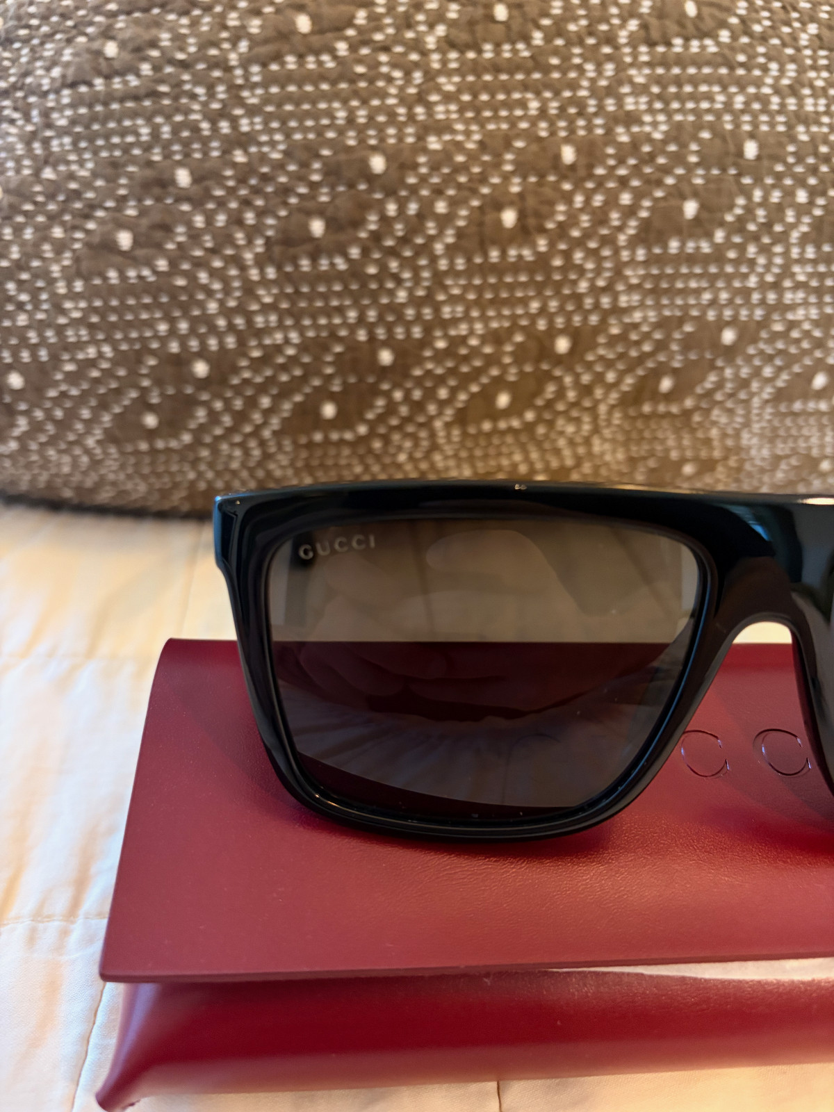 Gucci GG0748S 001 Black Grey Rectangle Sunglasses NEW IN BOX Men’s 59mm