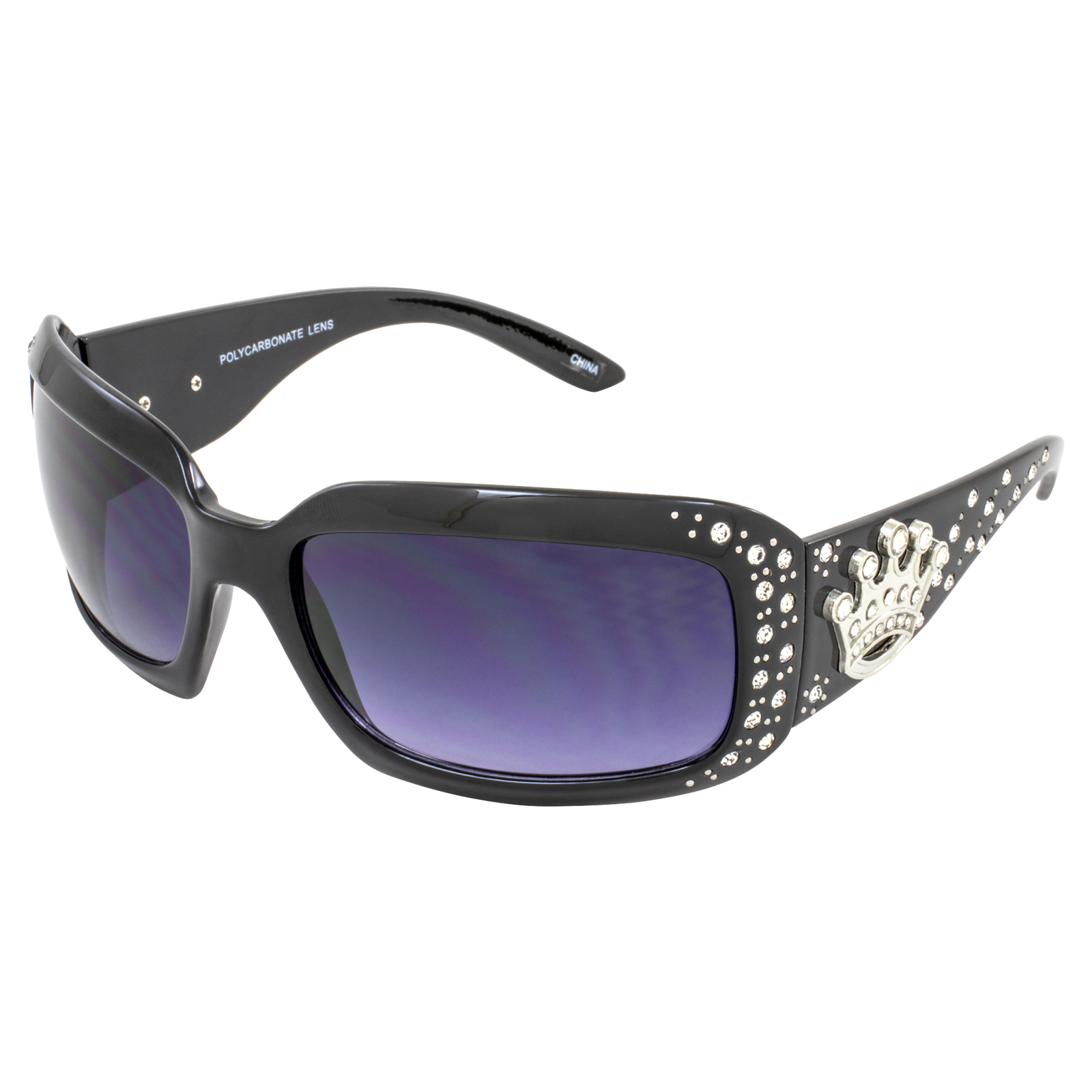Rodeo Queen Motorcycle Womens Sunglasses Gloss Black Frame with Bling