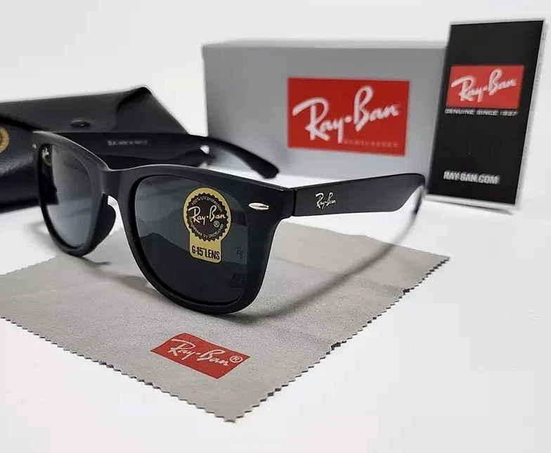 NEW ORIGINAL RAY-BAN WAYFERER BLACK SUNGLASSES G-15 BLACK GRAY LENS RB2140