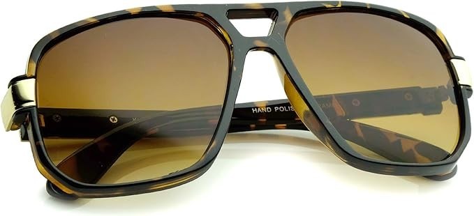 Men Sunglasses Designer Square Black Lens Gold Fashion Classic Retro Vintage NEW