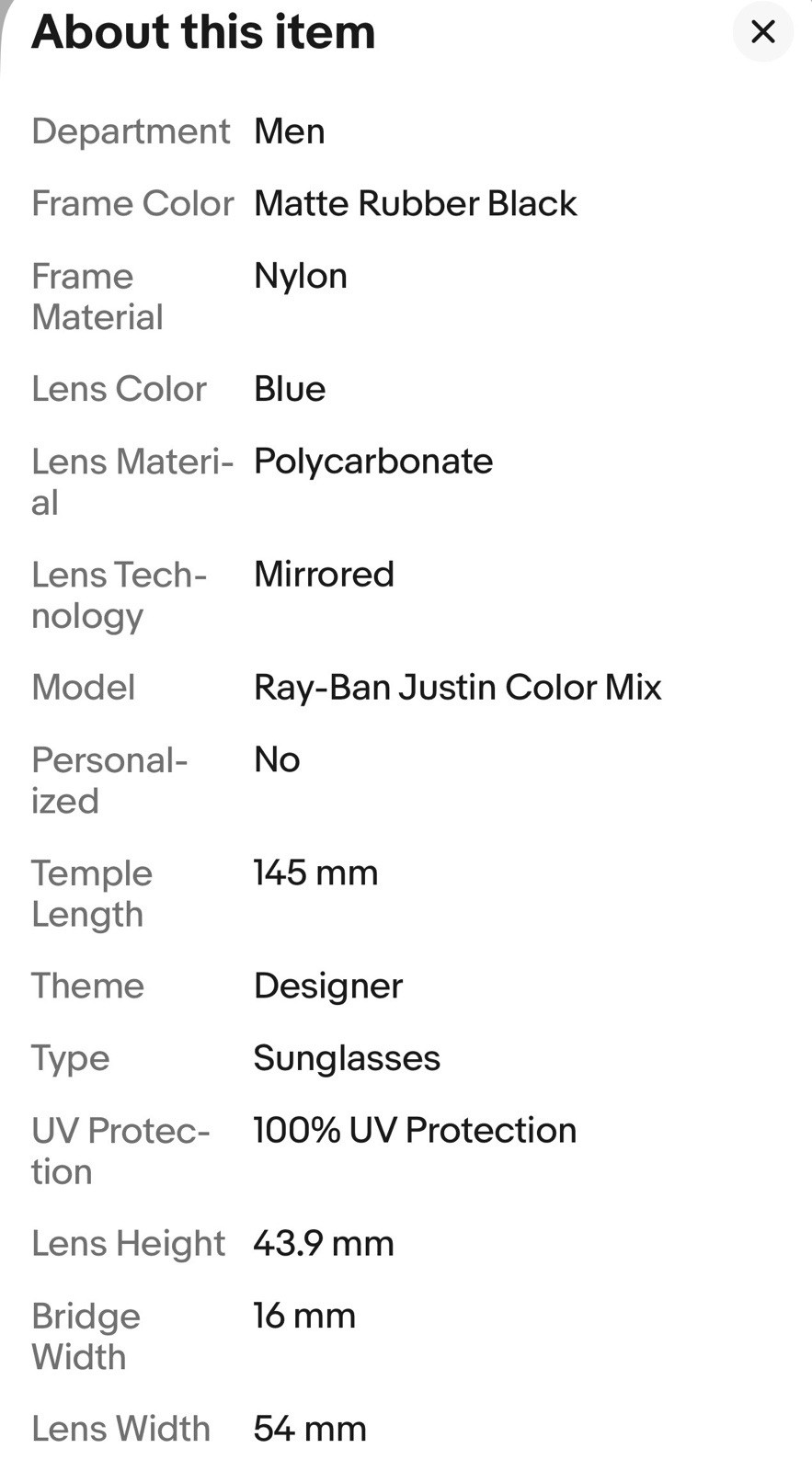 NWT Ray-Ban “Justin” RB4165 Matte Rubber Black Gradient Blue Mirror Polarized