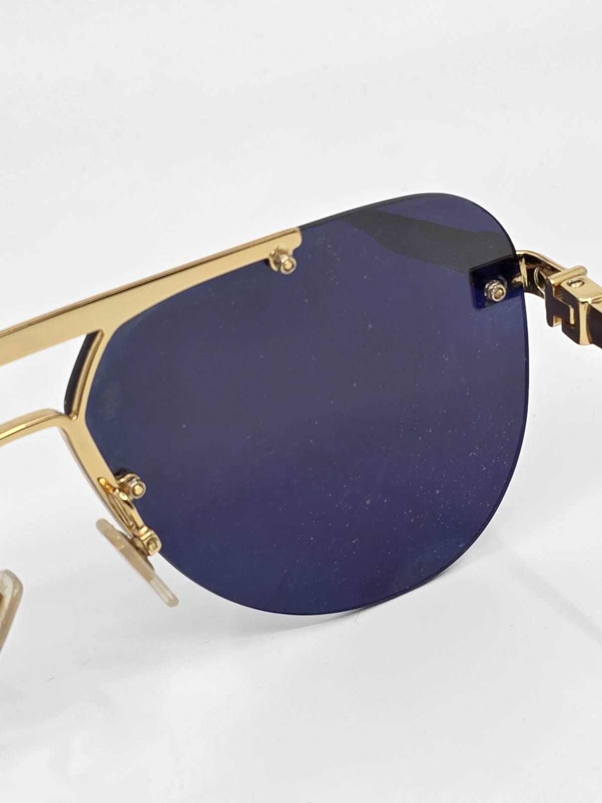 Louis Vuitton Ash Aviator Rimless Sunglasses Gold Frame Z1261W SEE PHOTOS