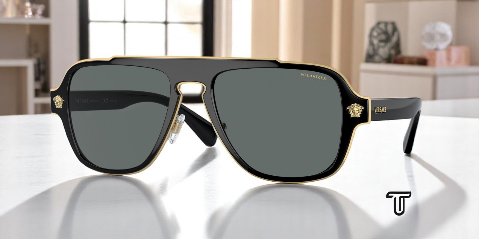 VERSACE VE2199 100281 Black Polarized Grey 56 mm Men’s Sunglasses