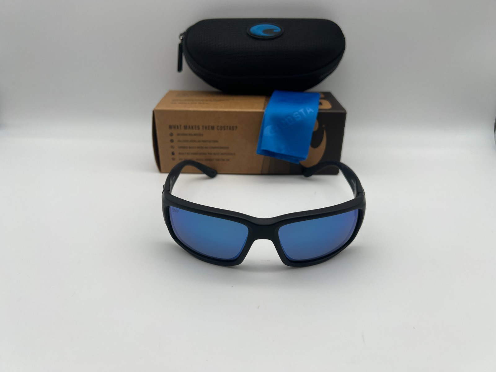 NEW Costa Del Mar FANTAIL Polarized Sunglasses Blackout / Blue Glass 580G