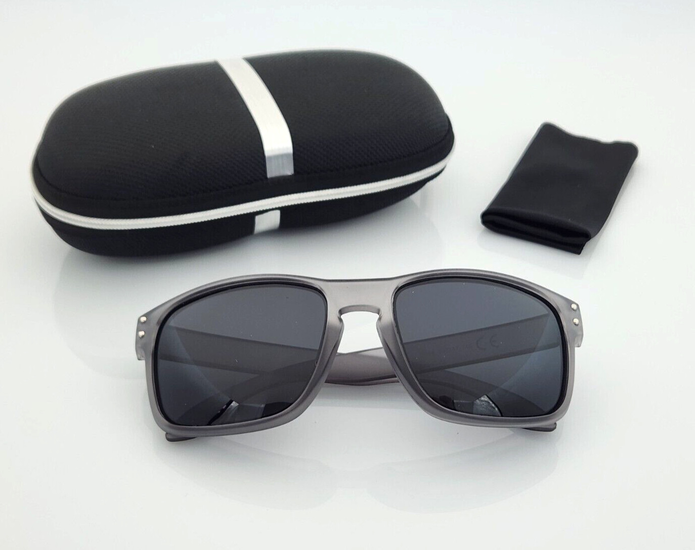 Polarized Sports Square Men’s Sunglasses Frost Gray Frame Dark Smoke Tint Lens