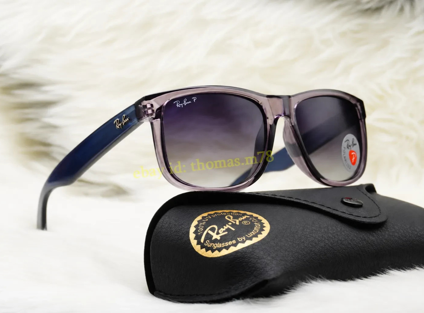 Ray-Ban RB4165 Justin Classic Polarized Sunglasses Blue Frame Gray Lens 54MM