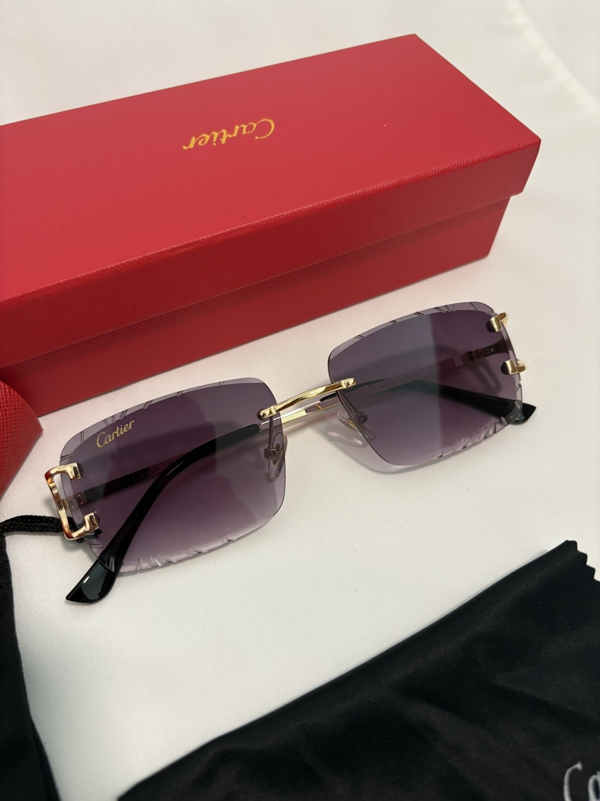 Cartier C Decor Vintage Optical Rimless purple Unisex Eyeglasses