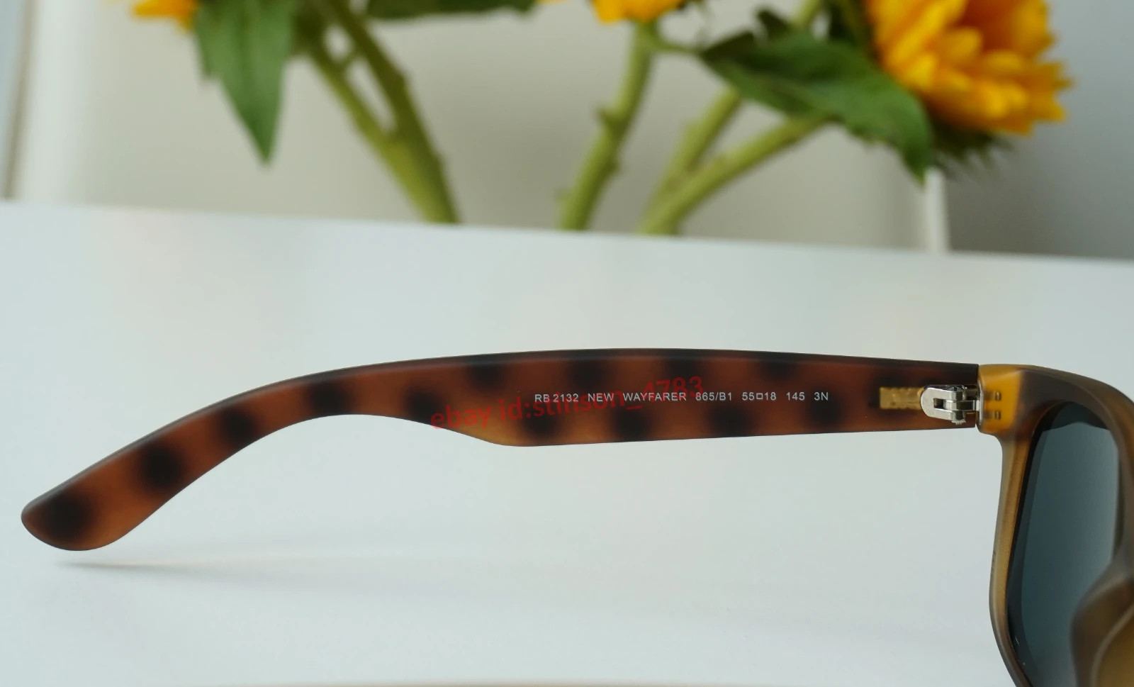Ray-Ban RB2132 865/B1 Wayfarer Classic Sunglasses 55mm Matte Havana Dark Grey