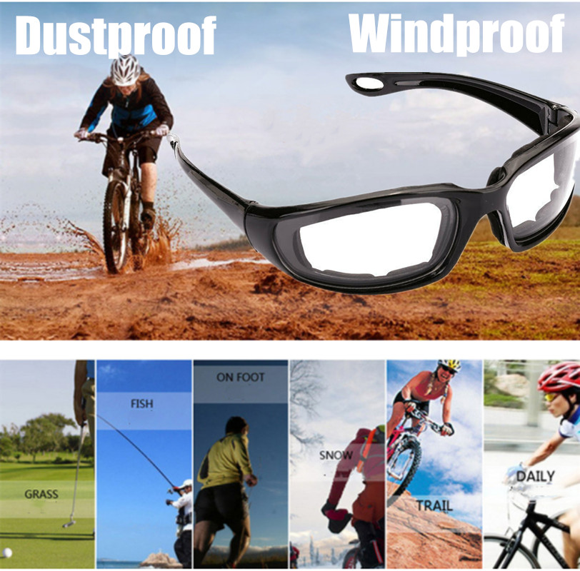 Clear Sunglasses Motorcycle Riding Glasses Foam Padded Bicycle Biker Goggles