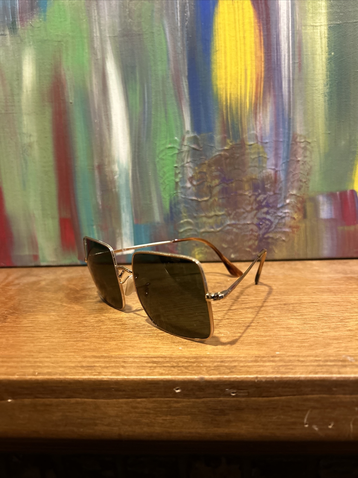 RAY-BAN RB 1971 9147/31 GOLD SQUARE AUTHENTIC FRAME SUNGLASSES 54-19 + CASE!