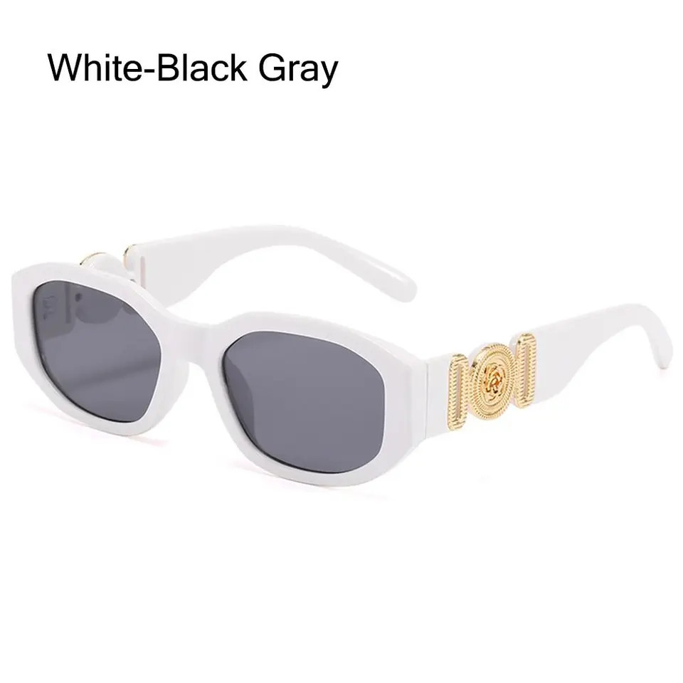 Irregular Oval Sunglasses Metal Rose Accent UV400 Unisex Retro Fashion Shades