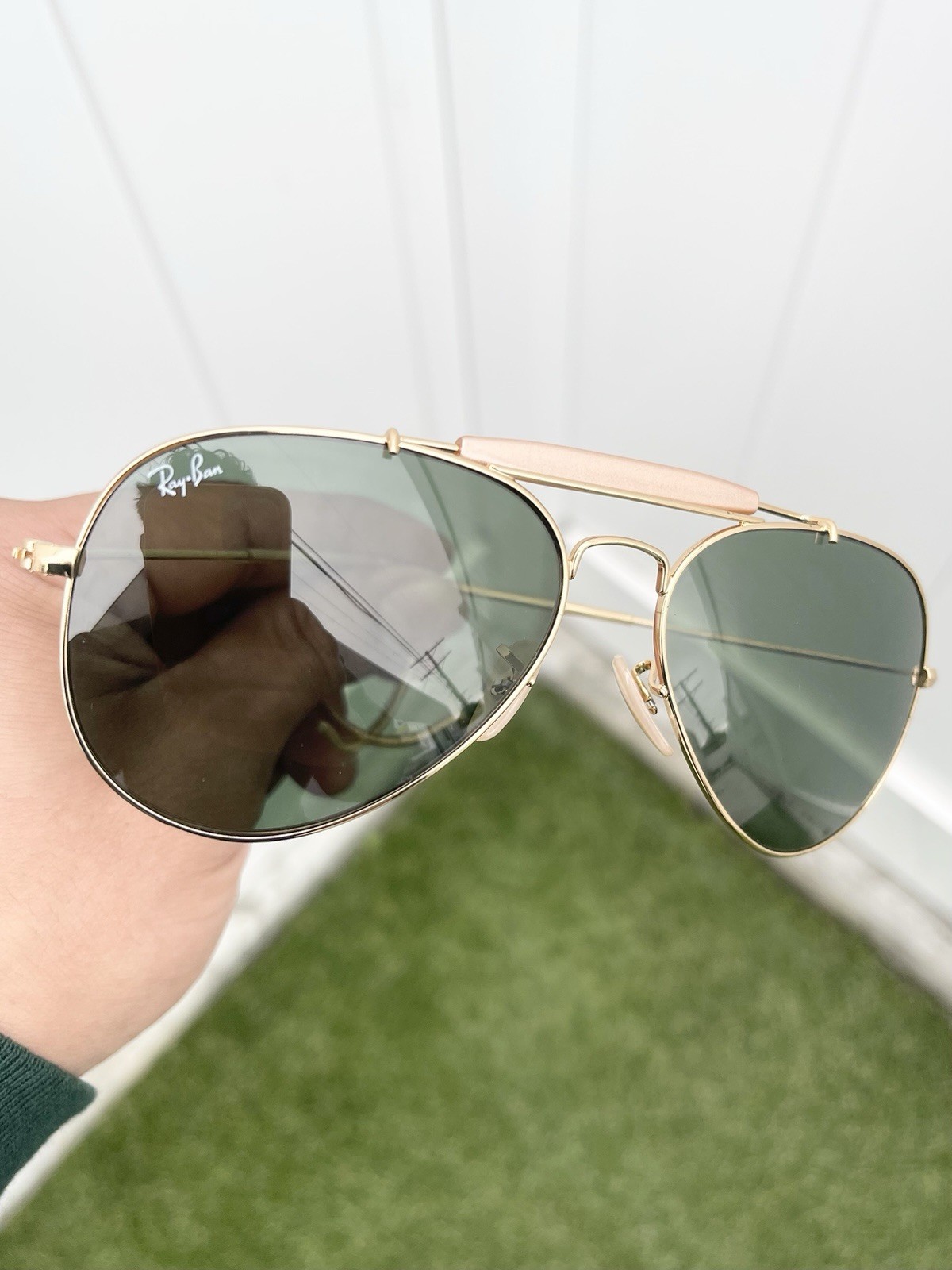 New Ray Ban Outdoorsman Rat Tail RB3030 3030 Gold G15 Lens Size 58/14