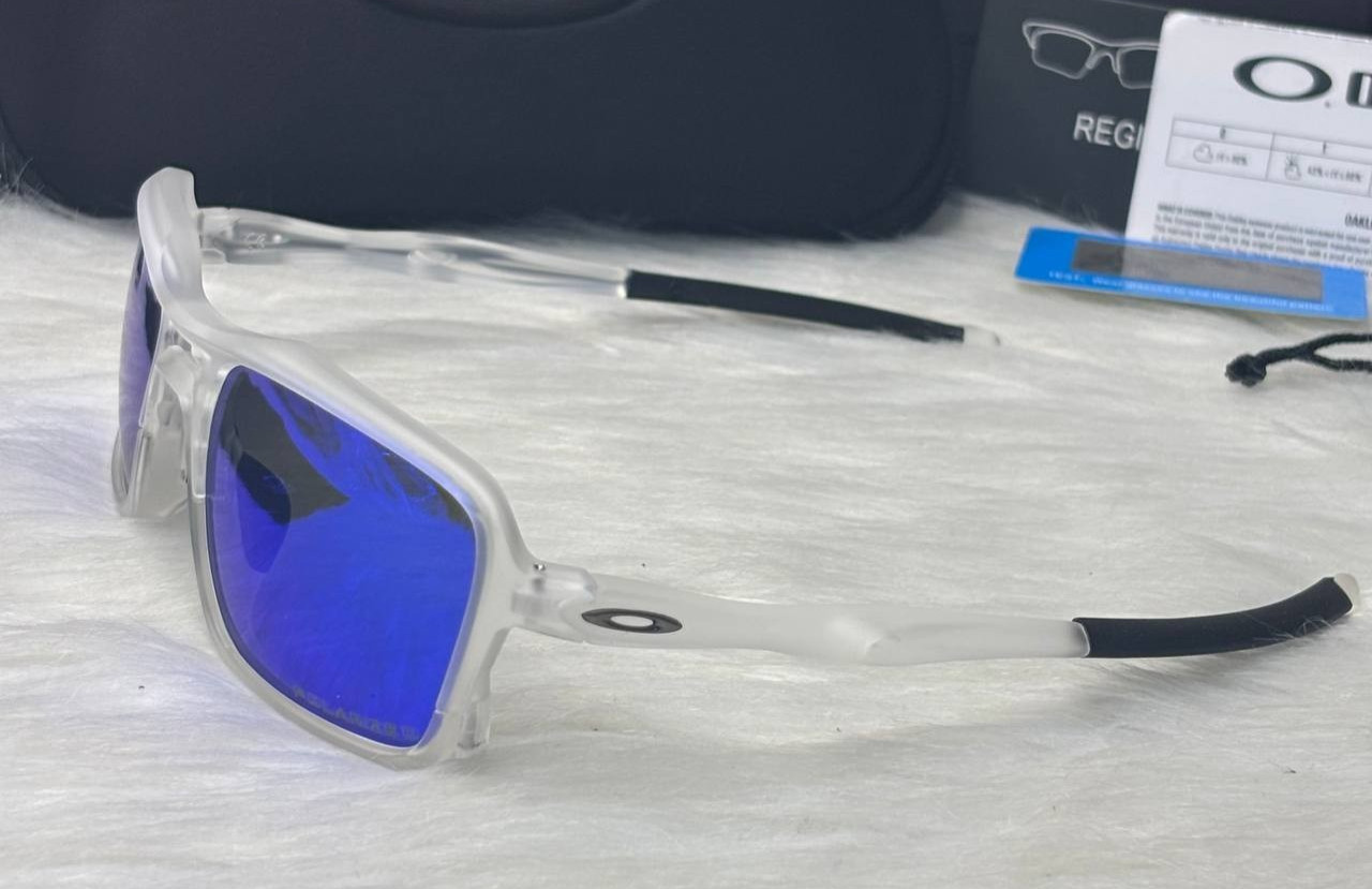 NWB Oakley Triggerman Sunglasses Matte Clear Frame Prizm Polarized Blue Lenses