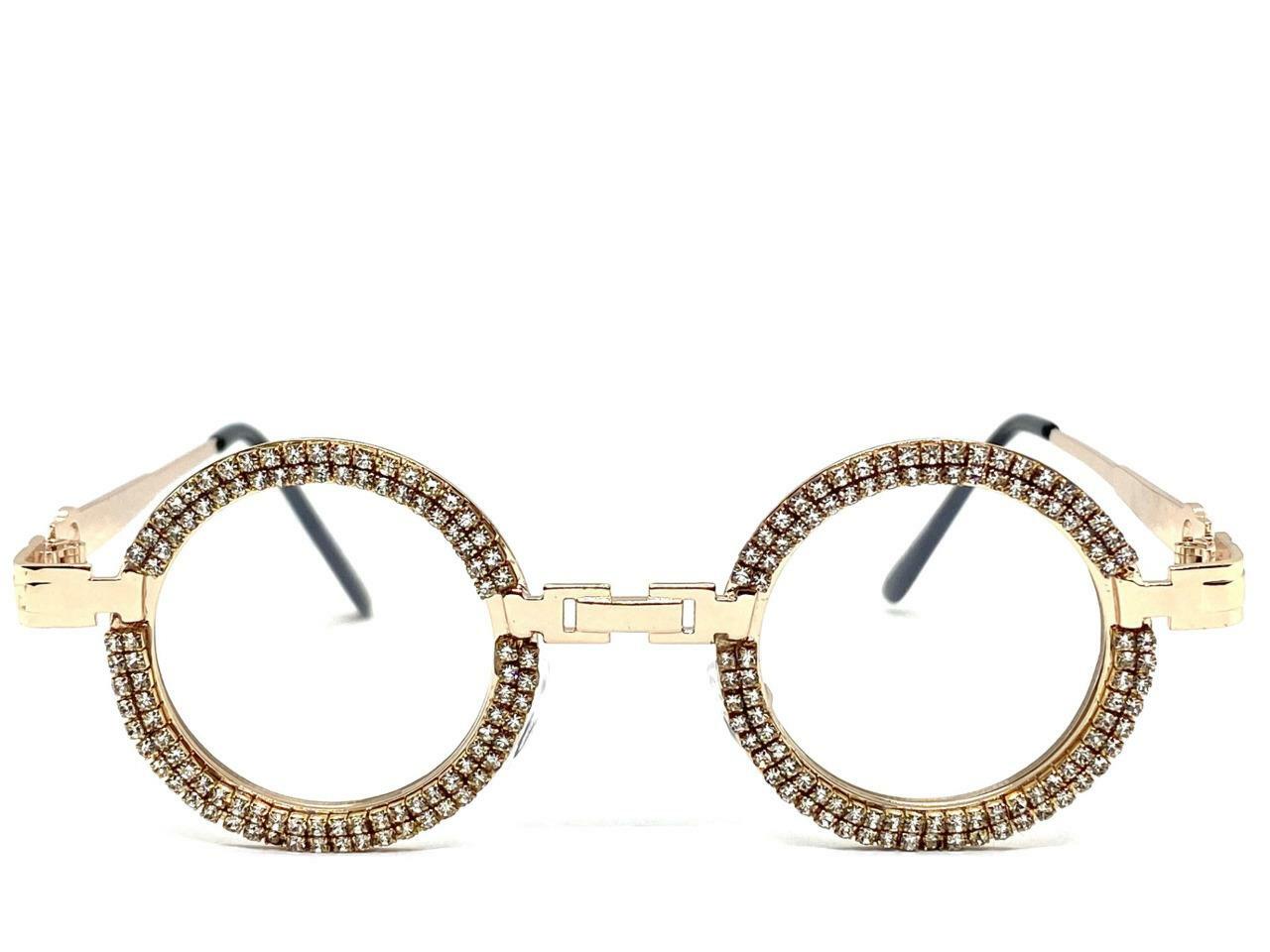 Classy Elegant Retro Hip Hop Rapper Clear Lens SUN GLASSES Round Rose Gold Frame