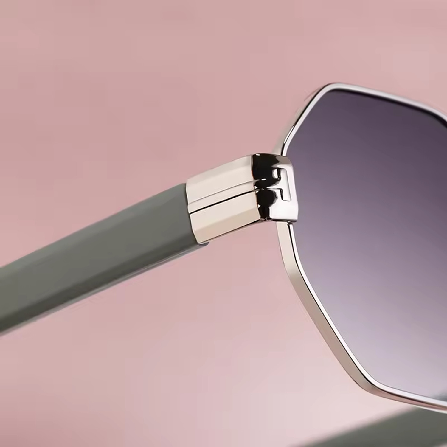 Sunglasses Men Women “Poppy” Metal Frame Octagon Shape Gradient UV400 Polarized