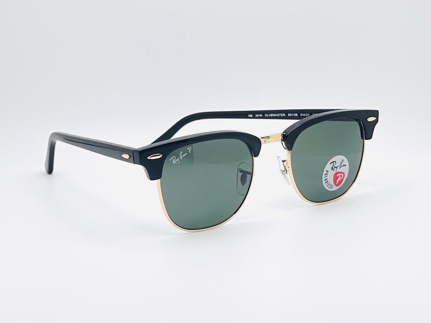 Ray-Ban Clubmaster Classic RB3016 51mm Polarized Sunglasses – Black / Green Lens