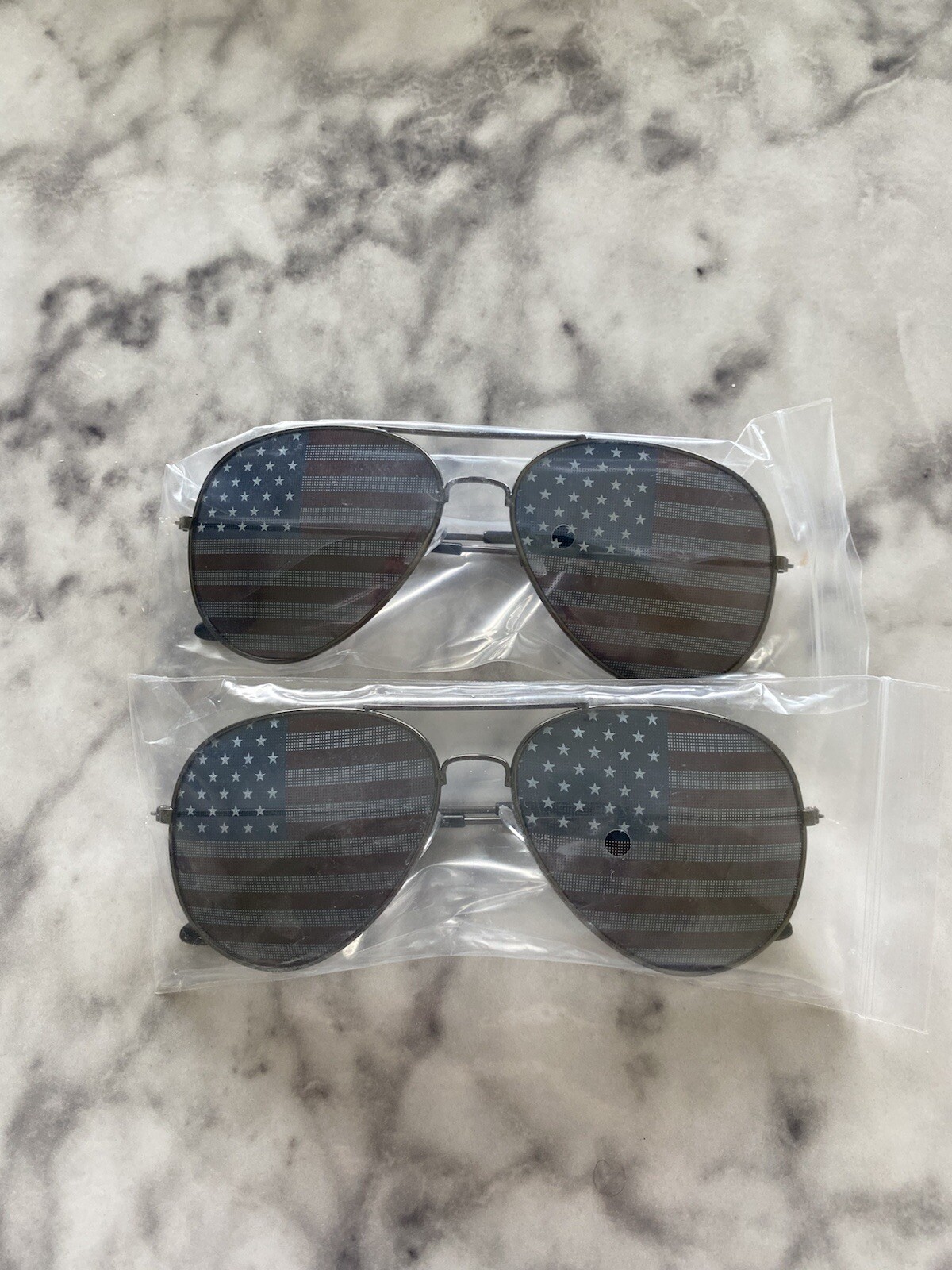 2 PAIRS: Brand New BLACK Aviator Sunglasses USA American Flag United States