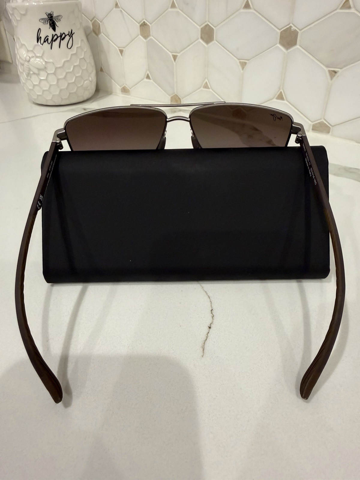 BRAND NEW NEVER WORN Maui Jim Polarized Sunglasses Silver Metal Frame Gray Glass