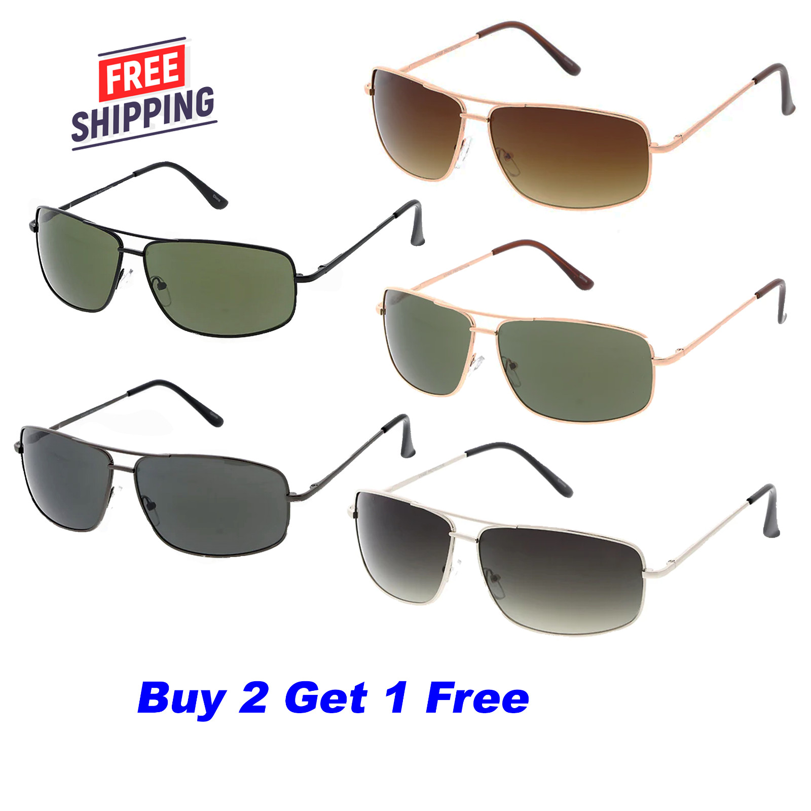 Sunglasses Men Women Aviator Metal Medium Frame Classic Sleek Design New
