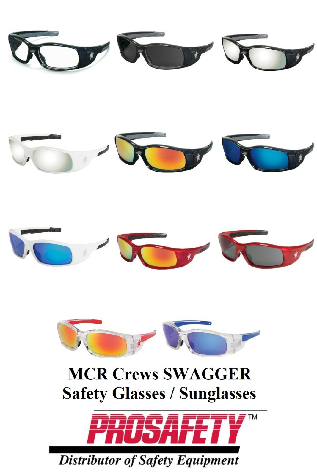 MCR SWAGGER Sport Sunglasses Safety Glasses Protective Work Eyewear UV ANSI Z87+