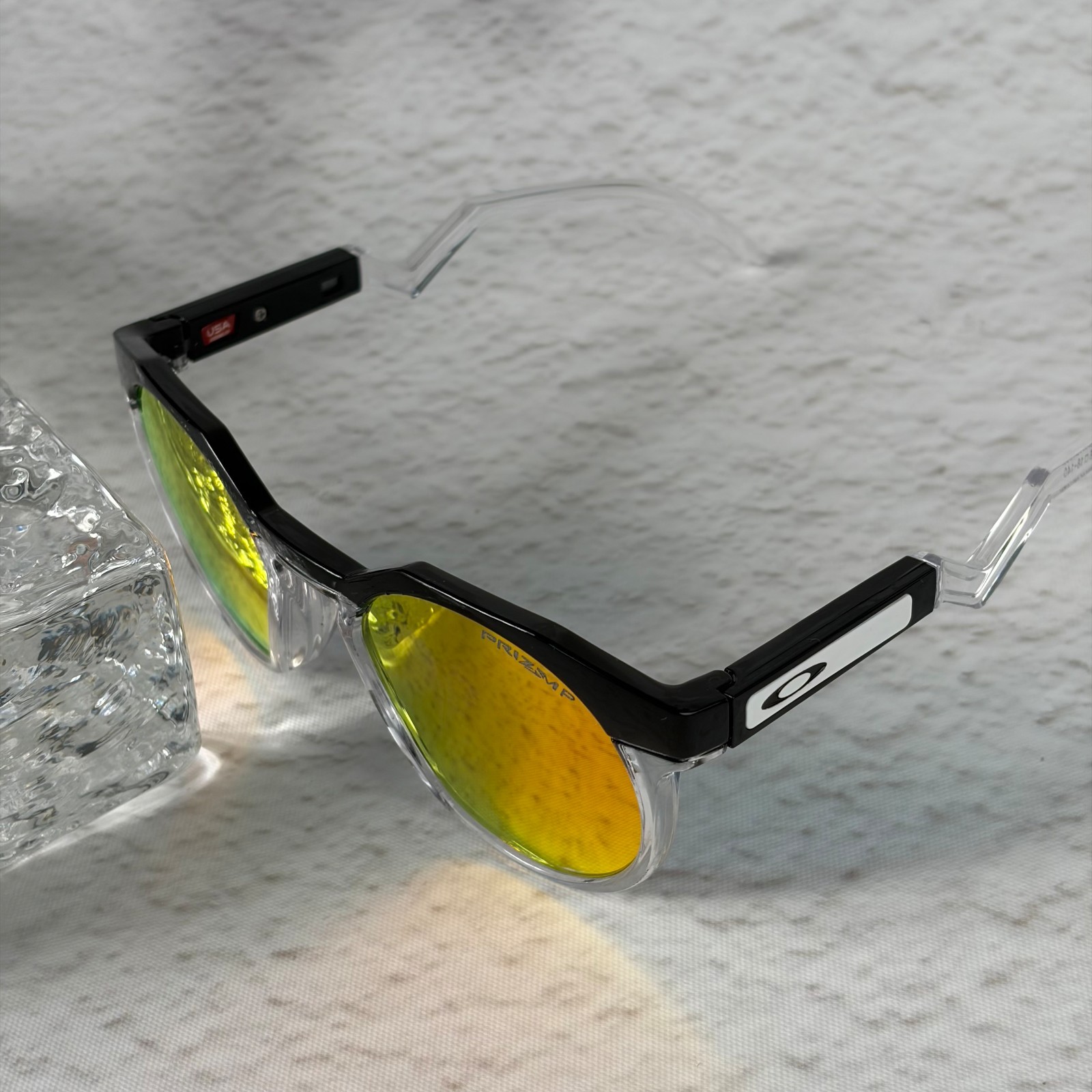 NEW Oakley HSTN Sunglasses Black Clear Frame Prizm Ruby Lens