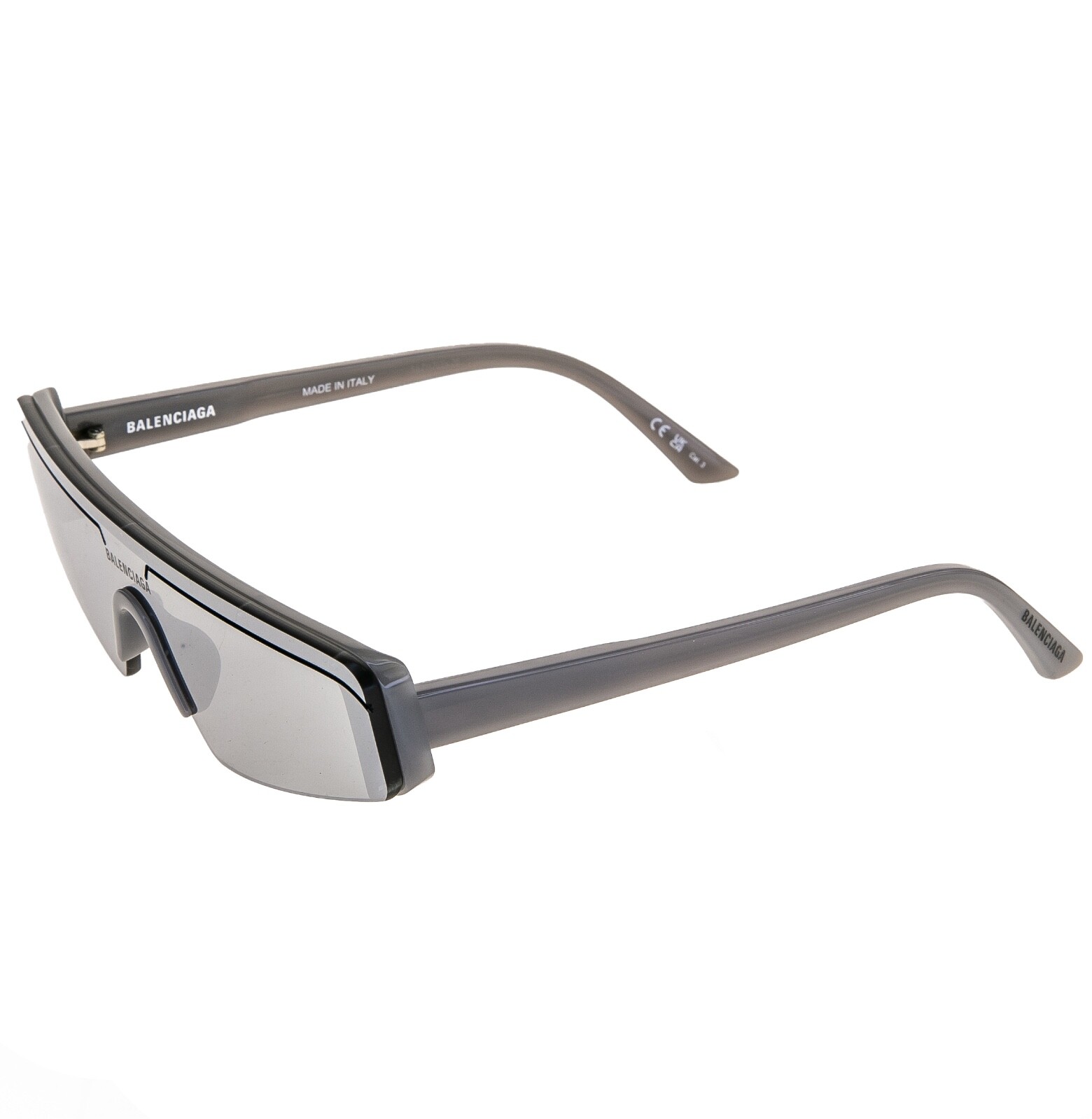BALENCIAGA SKI 0003 Gray Mirror Slim Fashion Shield Unisex Sunglass BB0003S 011