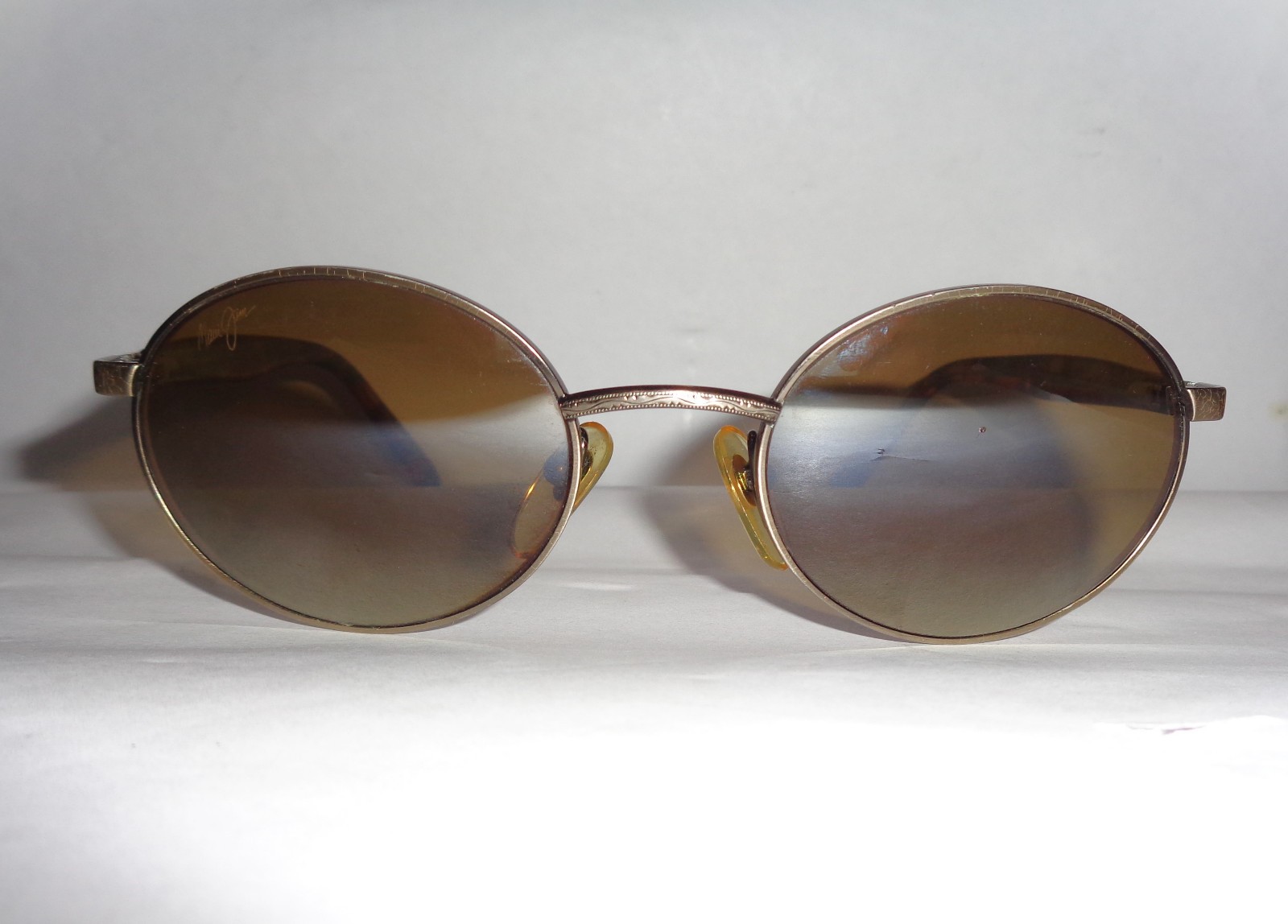 MAUI JIM MJ166-16 Oval Sports Brown Metal Tortoise Polarized Sunglasses JAPAN