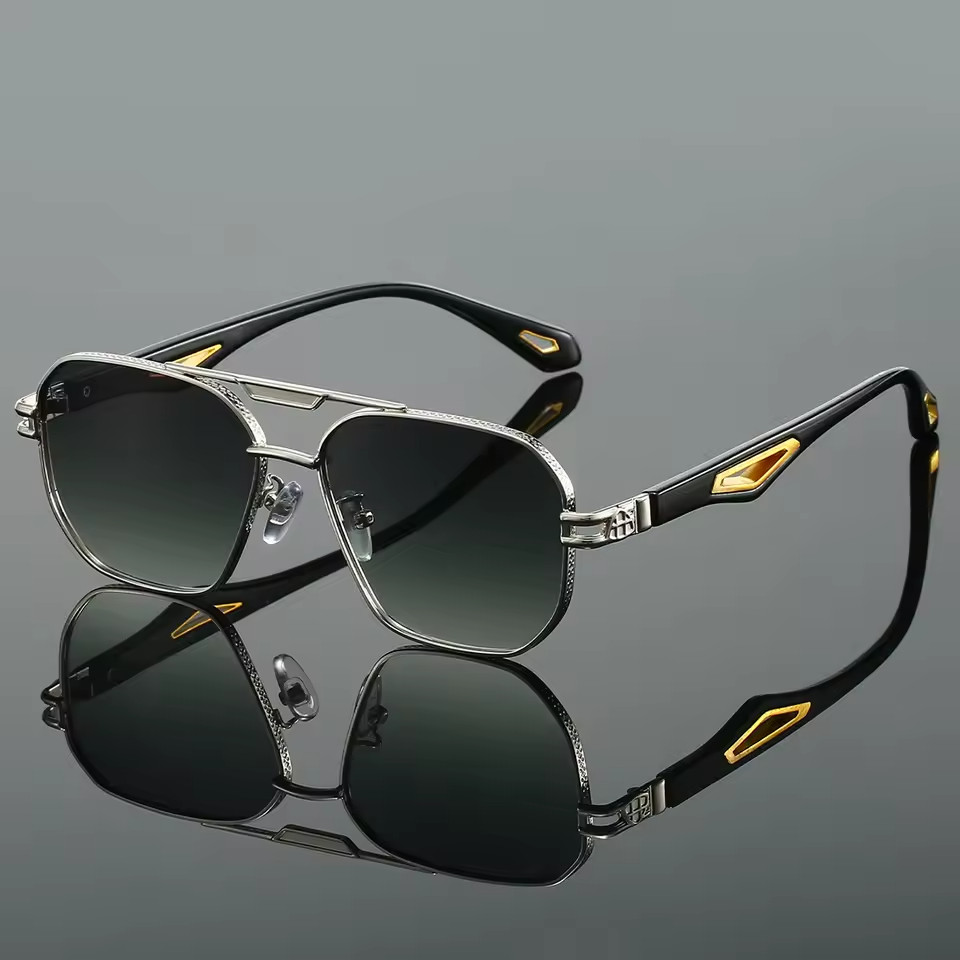 Men’s UV400 Polarized Square Sunglasses Metal Frame Driving Outdoor Eyewear