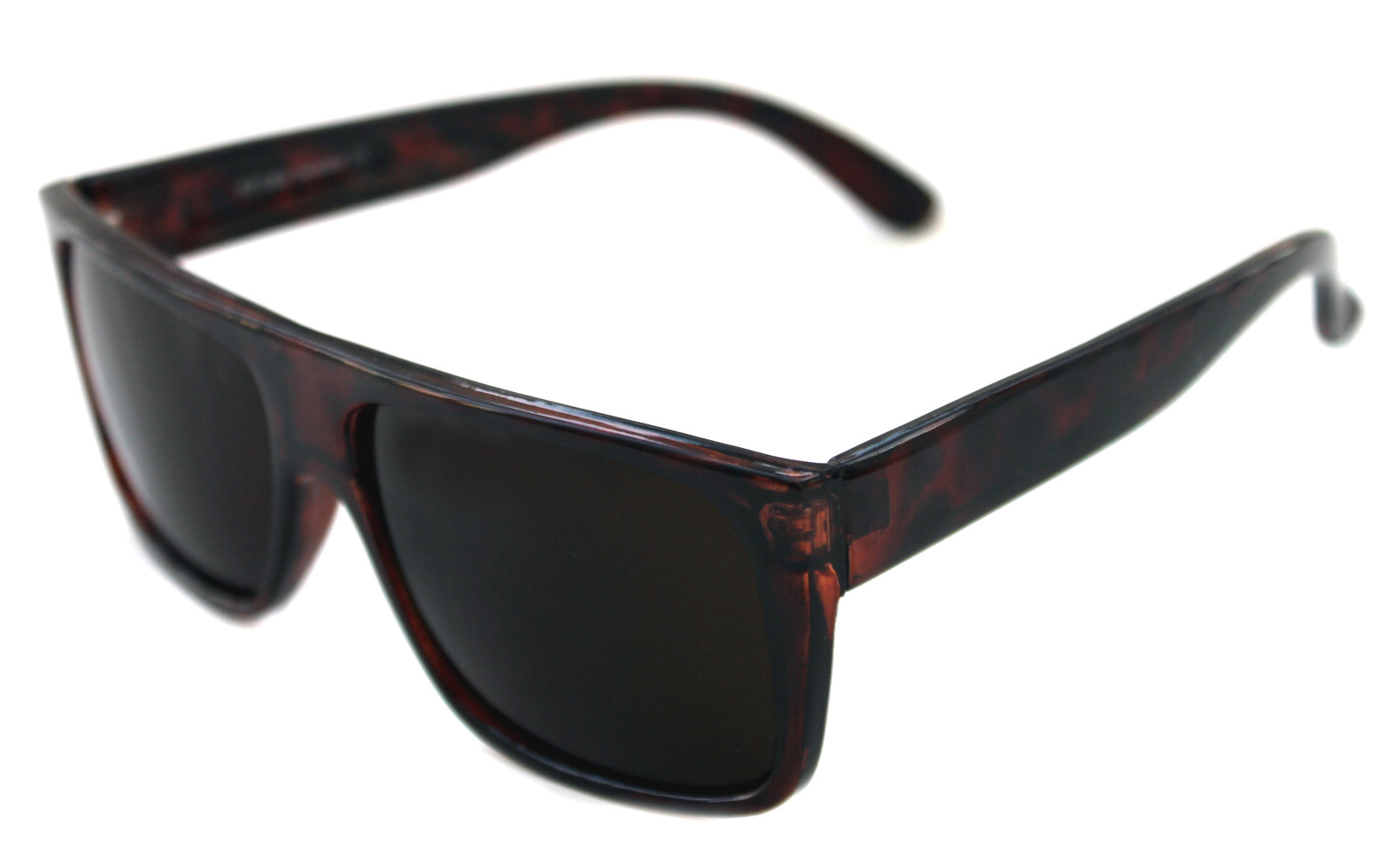 Men’s Flat Top Sunglasses Square Shape Brown Tortoise Frame Retro 80’s 90’s 360