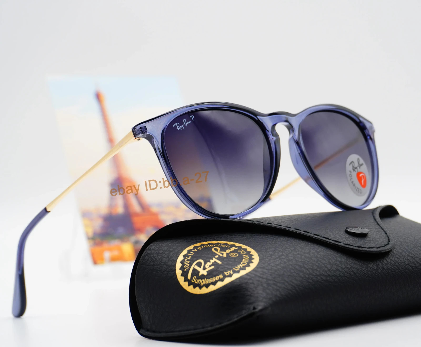 Ray-Ban Erika RB4171 Polarized Classic women Sunglasses Blue Frame Grey Lens