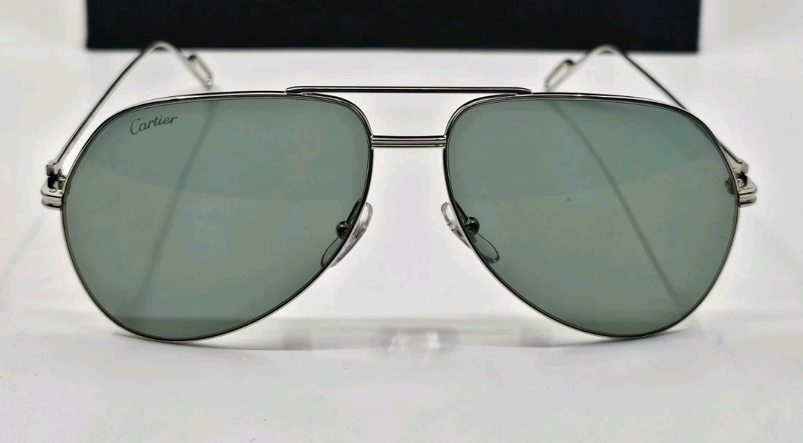Cartier CT0110S Premiere de Cartier Blue Aviator 60 14 140 Chrome Sunglasses