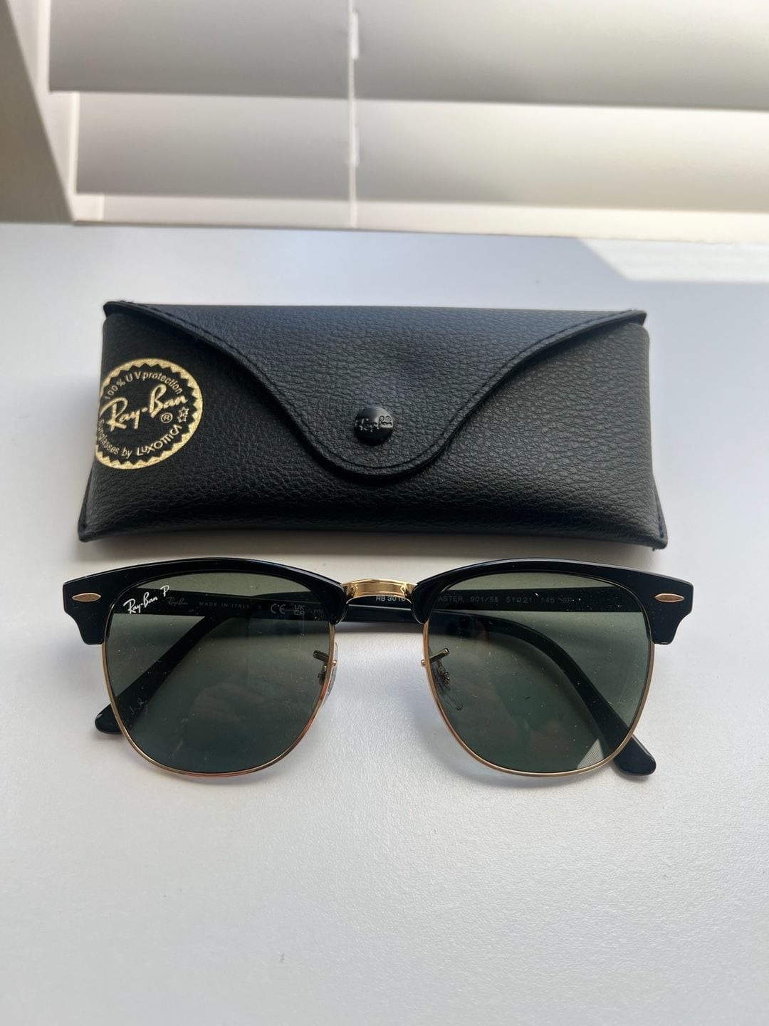 Ray-Ban Clubmaster Polarized Sunglasses in Black and Gold