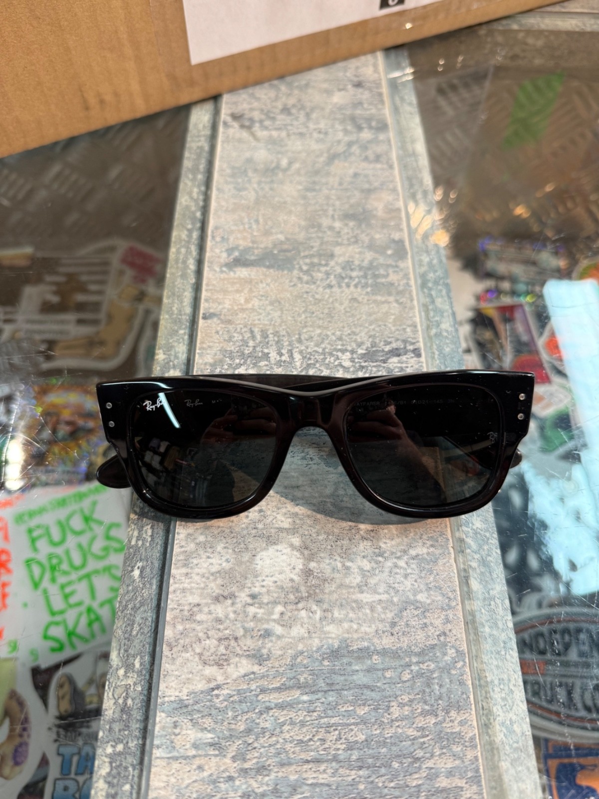 Ray-Ban RB0840S 901/31 51-21 Unisex Square Sunglasses – Black/Green