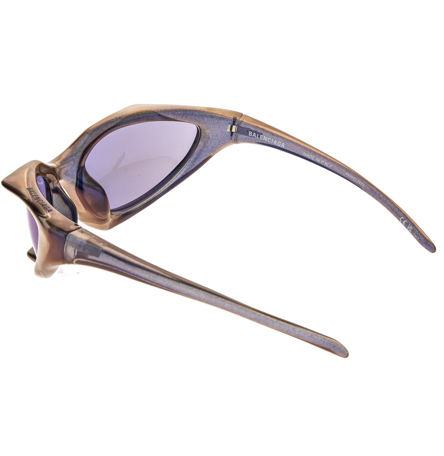 BALENCIAGA BB0352S RUNNER CAT 0352 Violet Mirror Glitter Unisex Sunglasses 002