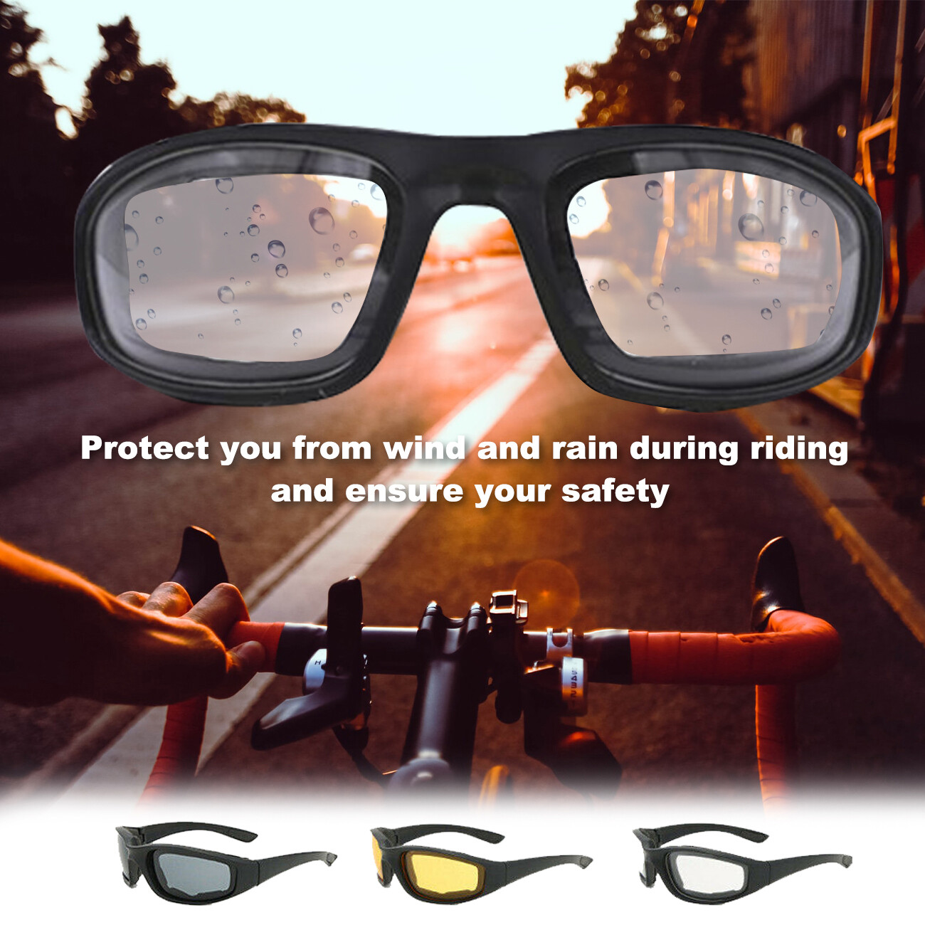 Motorcycle Sunglasses Bike Riding Glasses Clear Lens Wind Resistant Anti Fog Len